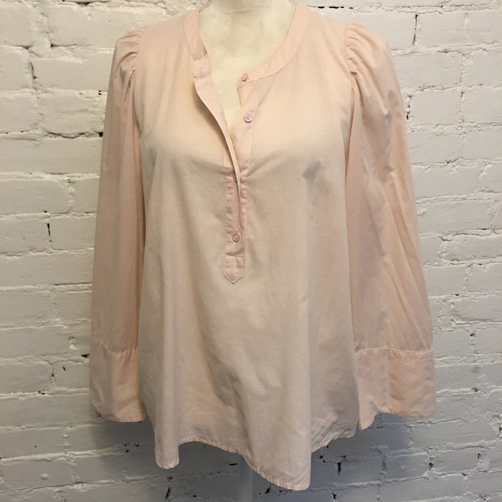 J. Crew cotton puff sleeve popover top light pink size 10